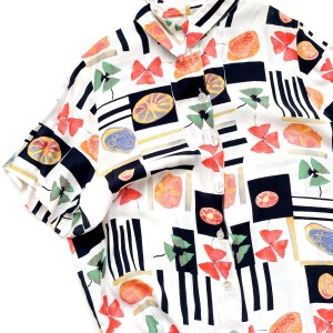 VINTAGE floral pattern short sleeve shirt