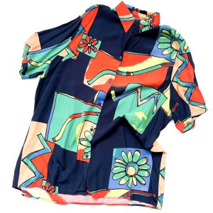 VINTAGE Geometric pattern short-sleeve shirt