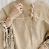 Vintage Suede leather fringe cape