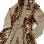 Vintage Trench coat & leopard print liner vest