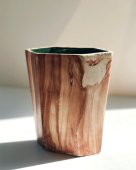 Nemadji Pottery Vase Green Glazed Interior Signed(made in Colorado)