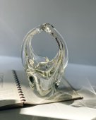VINTAGE Glass vase "meltable handle"