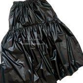Leather-like gathered flare skirt