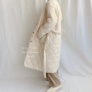 Quilted collarless coat