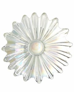 Vintage glass platter "shines in rainbow colors"