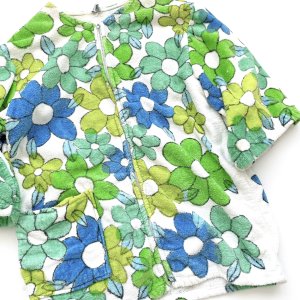 70s VINTAGE Floral pile fabric short sleeve jacket