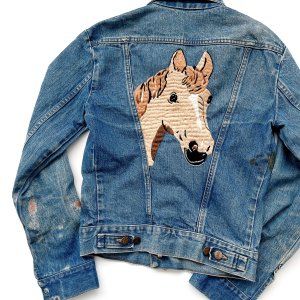 70s VINTAGE "WRANGLER"Custom Denim jacket "horse"