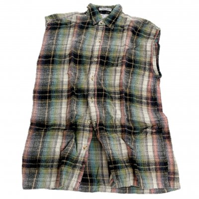 VINTAGE sleeveless flannel shirt 