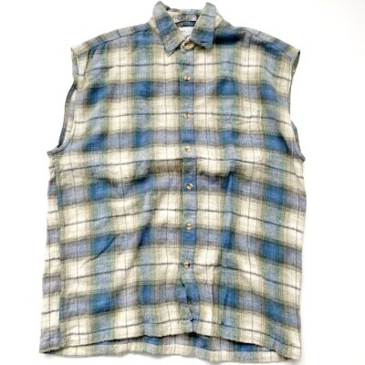 VINTAGE sleeveless flannel shirt 