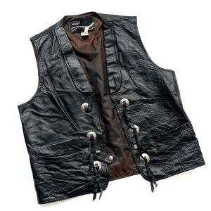 80's VINTAGE Leather motorcycle vest "MONTGOMERY WARD"