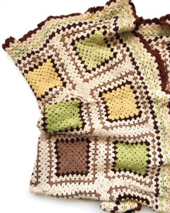 VINTAGE Granny knitting blanket / 110×163cm