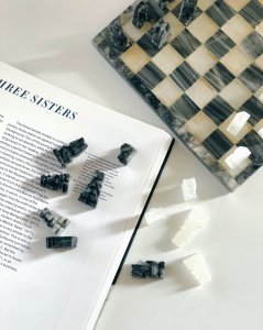Vintage Marble chess board & pieces