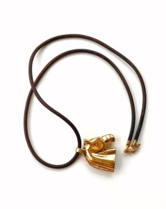 HERMES / horse leather necklace