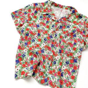 Vintage Floral short sleeve shirt "Handmade"