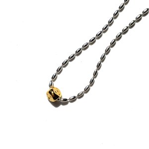 gold ball silver necklace