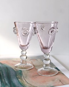 VINTAGE glass goblet "swirl"1pc