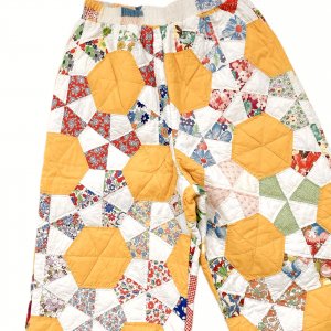 "Upcycle" Vintage fabric wide easy pants 