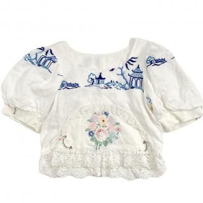"Upcycle" VINTAGE fabric tops "Landscape & flowers"