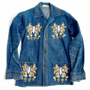 70s VINTAGE Embroidered denim jacket