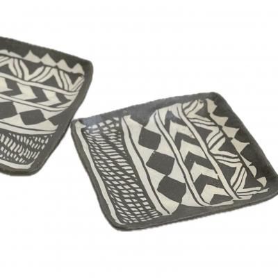 Nerikomico pottery / square African pattern dish plate