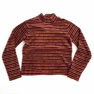 VINTAGE High-neck Velour border L/S tops