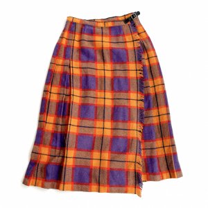 70's Vintage Check pattern Flannel wrap skirt 