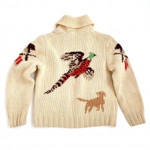 60's VINTAGE Cowichan sweater full zip knit "Hunting"