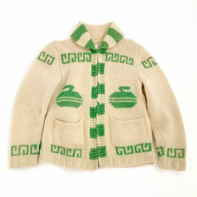 60's VINTAGE Cowichan sweater full zip knit 