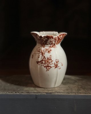 Antique Stoke Pottery Brown And White Vase 