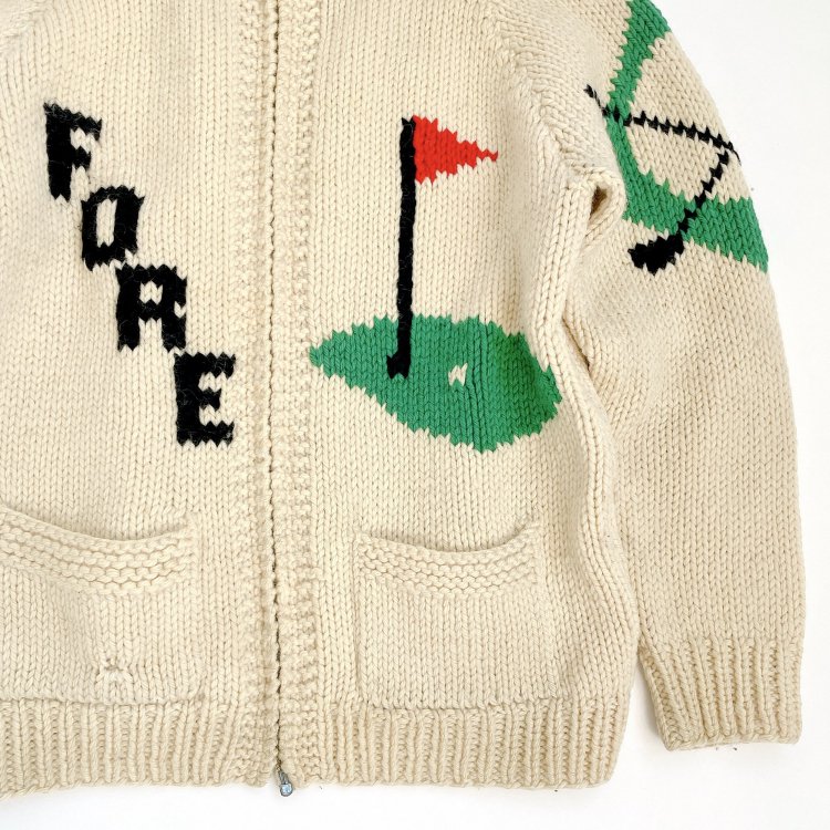 60's VINTAGE Cowichan sweater full zip knit 