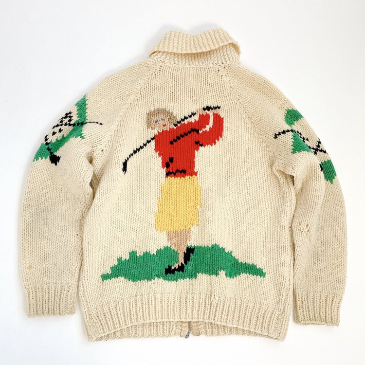 60's VINTAGE Cowichan sweater full zip knit 