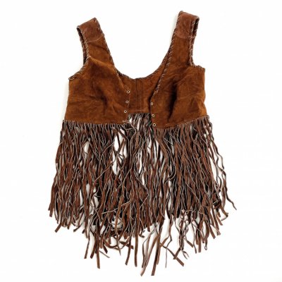 VINTAGE Suede Leather fringe vest