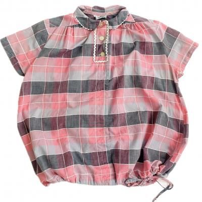 70's VINTAGE Check pattern blouse