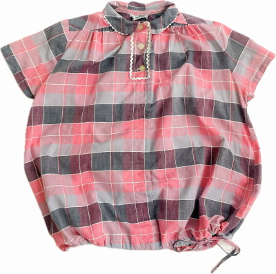 70's VINTAGE Check pattern blouse