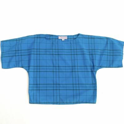 80's VINTAGE Check pattern tops "Blue"