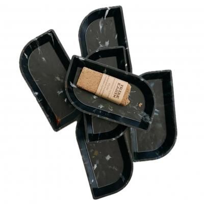 leaf marble tray /black