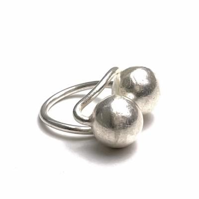 Karen silver ring "Two balls"