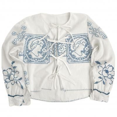 "Upcycle" VINTAGE fabric embroidery shirt