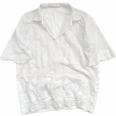 "Upcycle" VINTAGE fabric Lace short sleeve shirt  