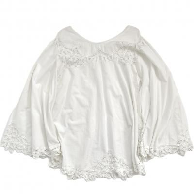 "Upcycle" VINTAGE fabric lace flare sleeve blouse