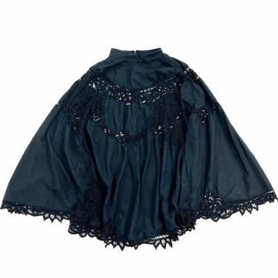 "Upcycle" VINTAGE fabric lace blouse-Black-