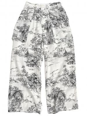 "Upcycle" VINTAGE fabric military Pants -European Landscape-