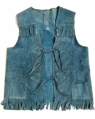 VINTAGE Suede Leather vest "Blue Gray"