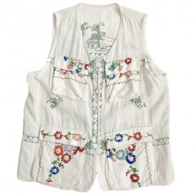 "Upcycle" VINTAGE fabric embroidery vest