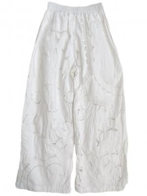"Upcycle" VINTAGE fabric lace easy pants 