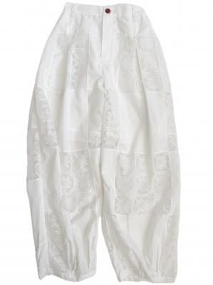 "Upcycle" VINTAGE fabric lace wide Tapered easy pants -Mosaic lace-