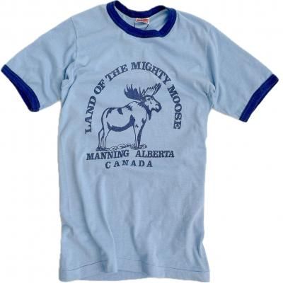 80's VINTAGE Ringer Tee "LAND OF THE MIGHTY MOOSE" 

