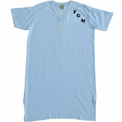 80's VINTAGE V-neck Tall Tee "FGM" 
