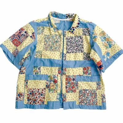 "Upcycle" VINTAGE fabric Patchwork short sleeve shirt