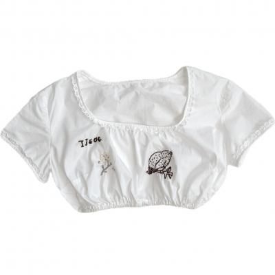 "TICOG original" VINTAGE embroidery cotton short blouse